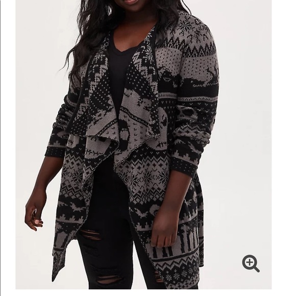 torrid Sweaters - NBC JACK SKELLINGTON FAIR ISLE DRAPE CARDIGAN